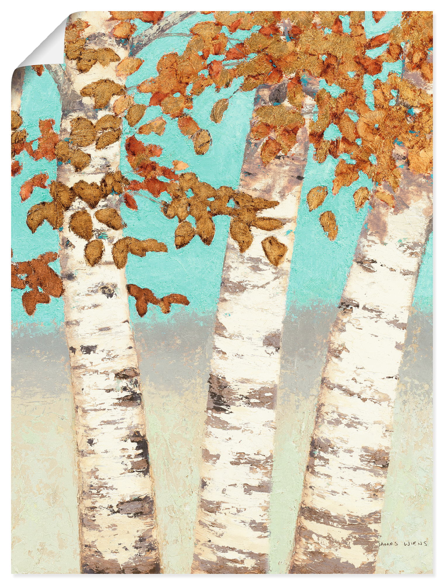 Artland Poster "Goldene Birken III", Bäume, (1 St.), als Leinwandbild, Wand günstig online kaufen