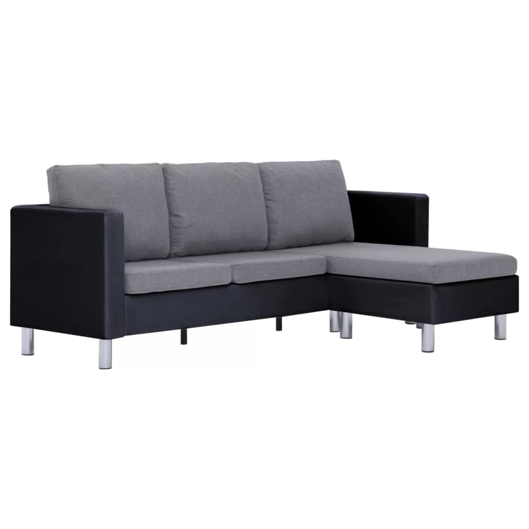 3-sitzer-sofa Mit Kissen Schwarz Kunstleder günstig online kaufen