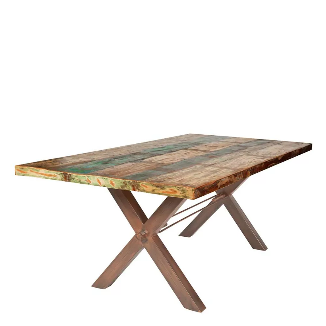 Esszimmer Tisch im Shabby Chic Design Sheesham Recyclingholz und Eisen günstig online kaufen