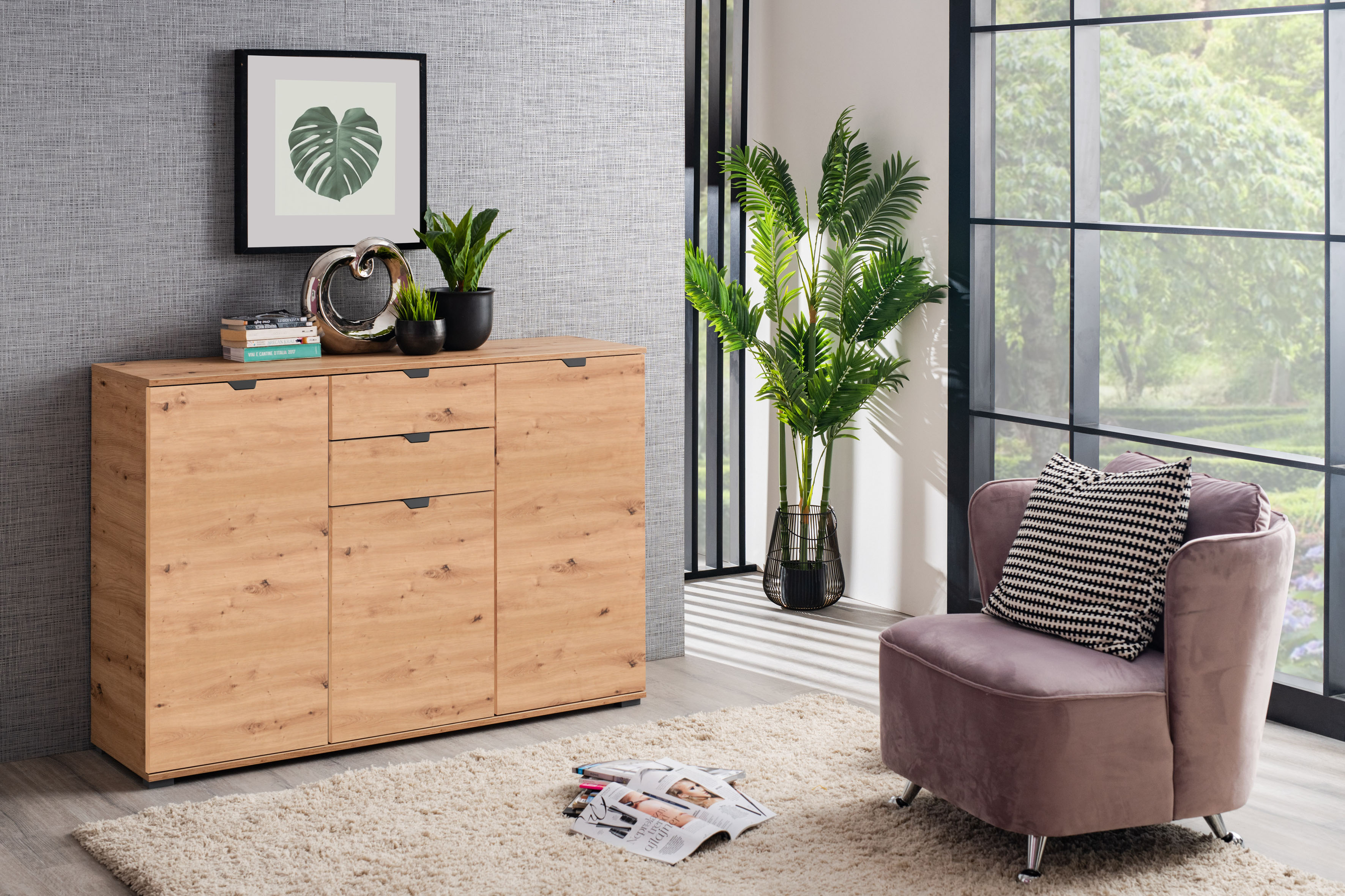 INOSIGN Sideboard "Duero", Kommode mit 2 Schubkästen, Breite 135 cm günstig online kaufen