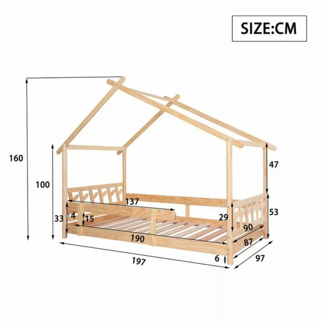 Flieks Hausbett Dream high, Schönes Kinderbett mit Rausfallschutz 200x90cm günstig online kaufen