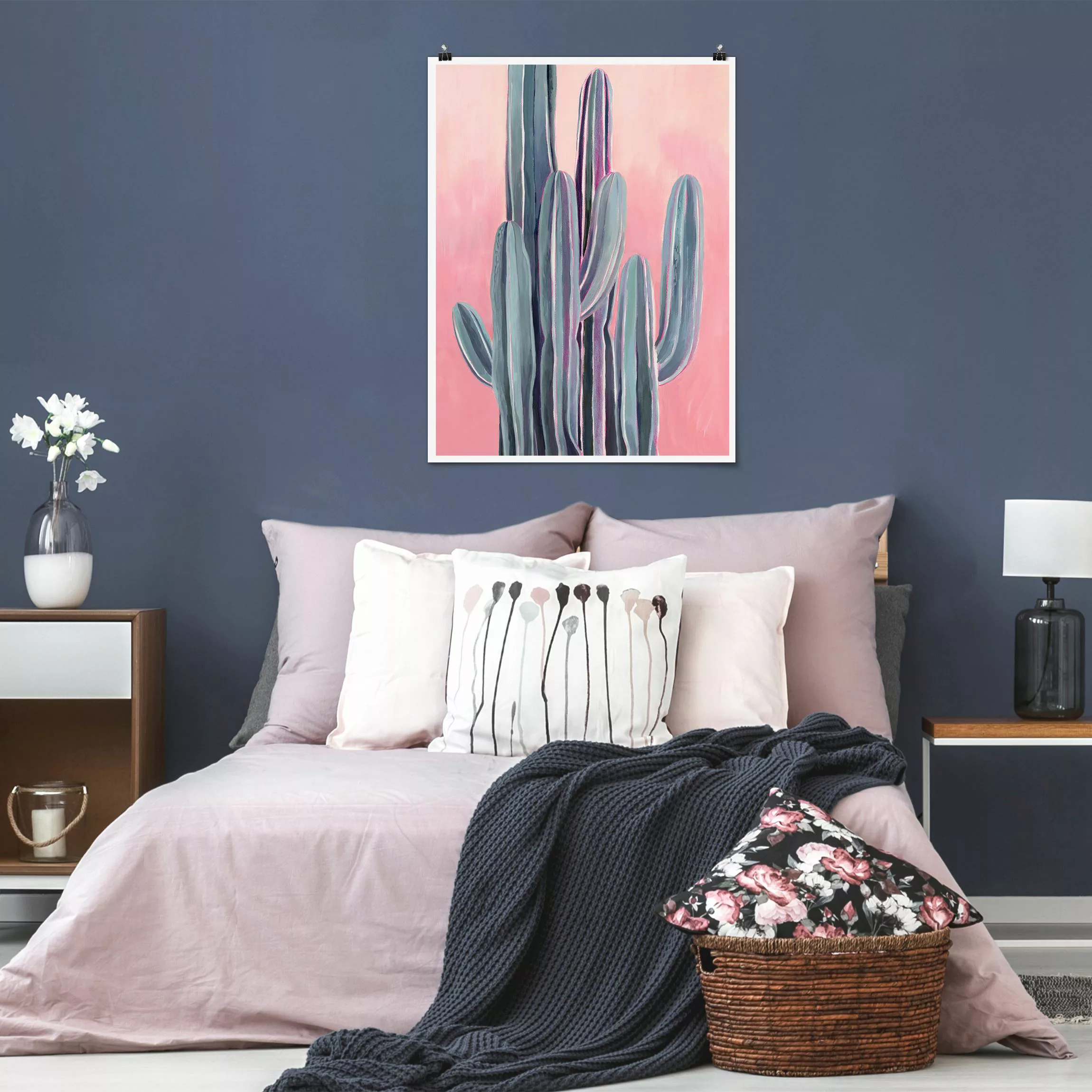 Poster Kaktus auf Rosa II günstig online kaufen