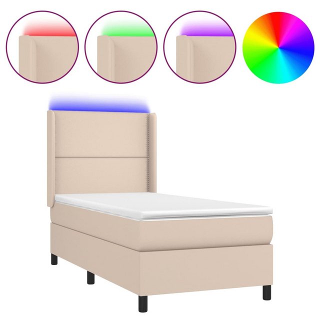 vidaXL Boxspringbett, Boxspringbett mit Matratze & LED Cappuccino-Braun 100 günstig online kaufen