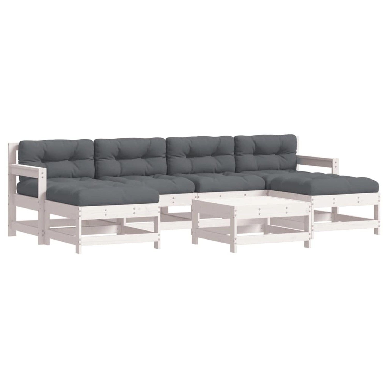 vidaXL 7-tlg Garten-Lounge-Set mit Kissen Weiß Massivholz Modell 12 günstig online kaufen