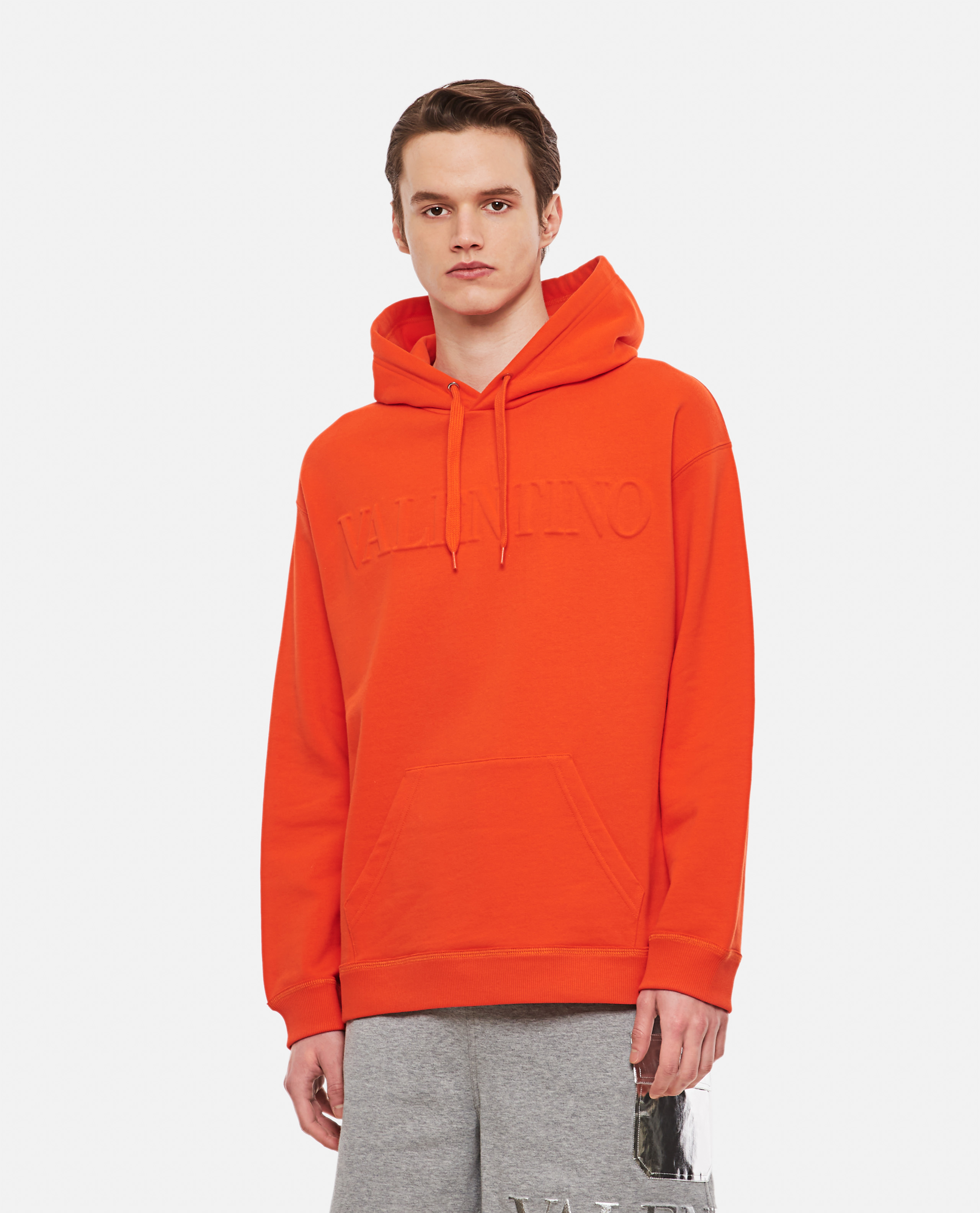 HOODED EMBOSSED LOGO COTTON SWEATSHIRT günstig online kaufen