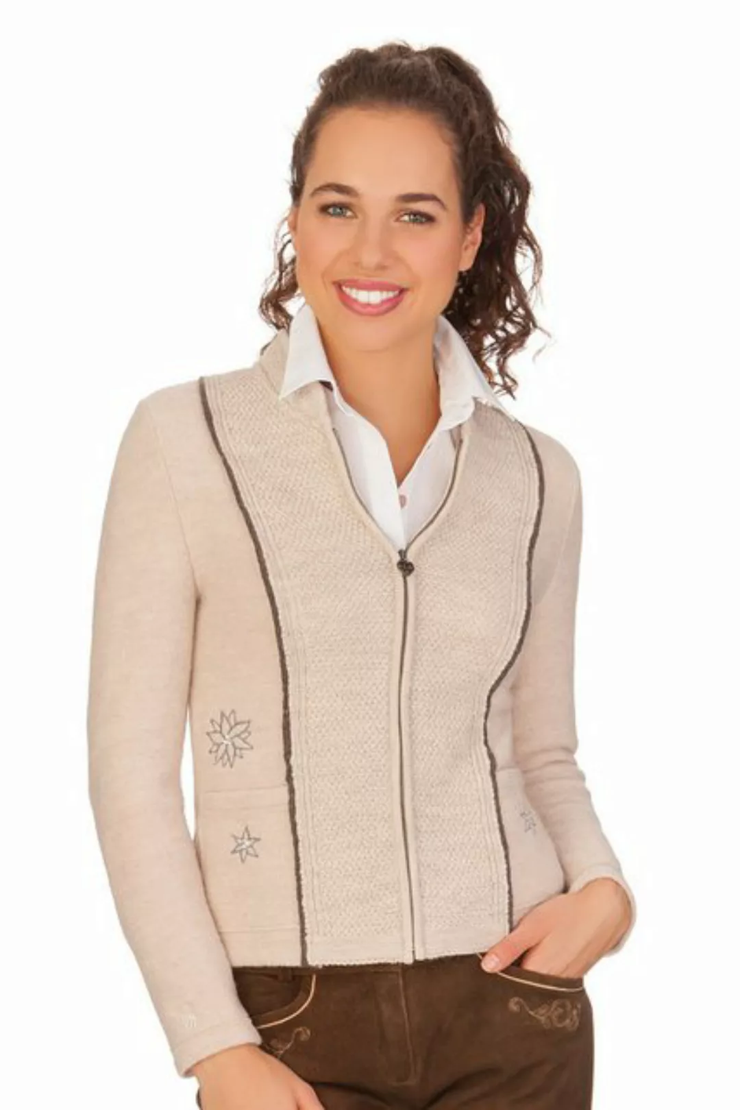 Spieth & Wensky Trachtenstrickjacke Trachten Strickjacke - GIA - grau, natu günstig online kaufen