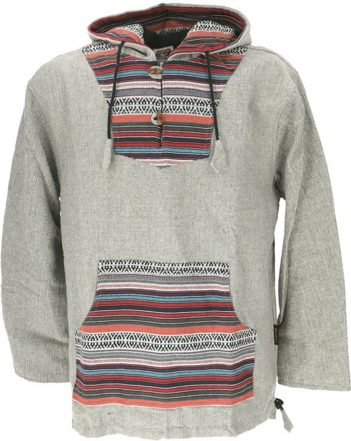 Guru-Shop Sweater Goa Kapuzenshirt, Baja Hoody - grau/bunt Hippie, Ethno St günstig online kaufen