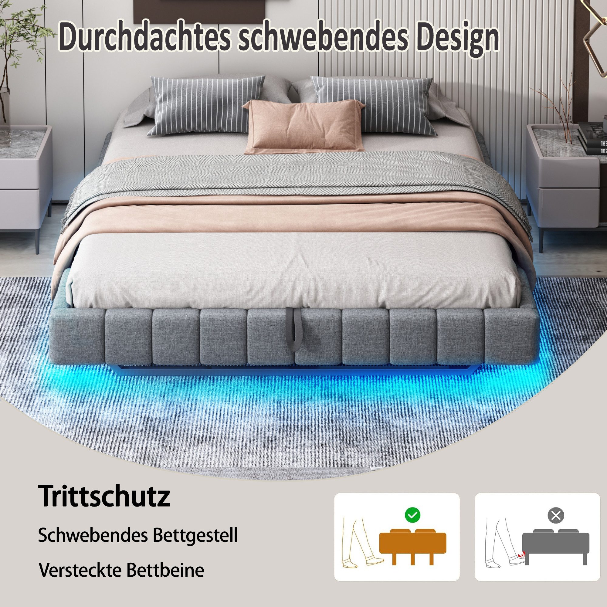 OKWISH Polsterbett Funktionsbett,Kinderbett,Jugendbett,Gästebett (mit Staur günstig online kaufen