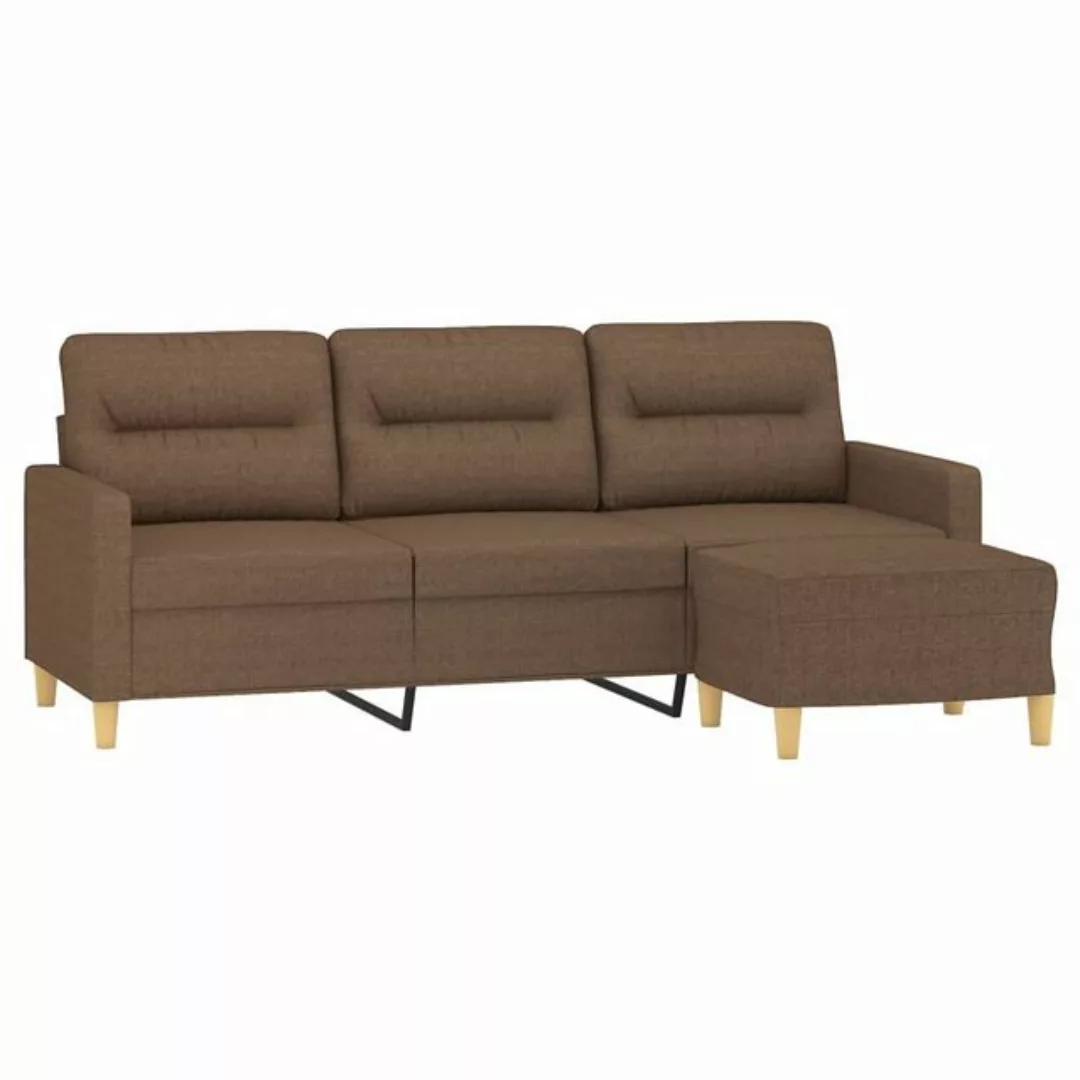 vidaXL Sofa 3-Sitzer-Sofa mit Hocker Braun 180 cm Stoff günstig online kaufen