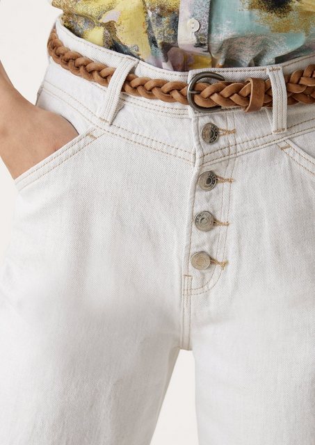 7/8-Jeans Culotte aus Baumwoll-Leinen-Mix Leder-Patch günstig online kaufen