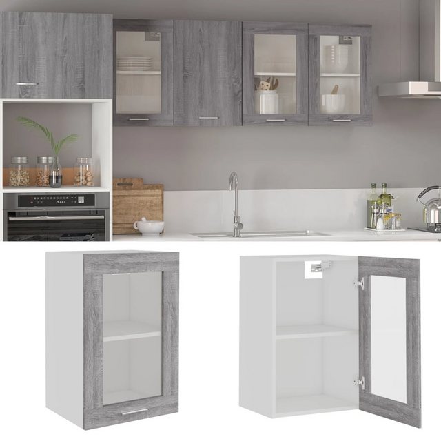 Vidaxl Hängeschrank Glas Grau Sonoma 40x31x60 Cm Holzwerkstoff günstig online kaufen