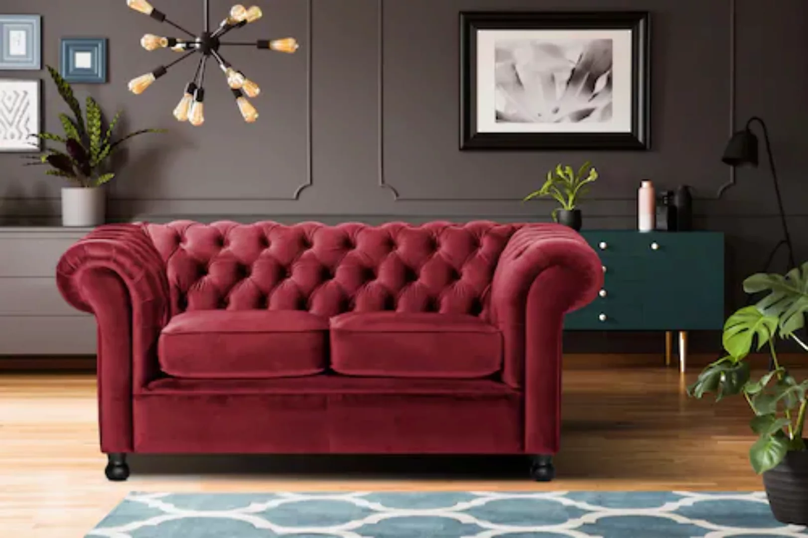 Home affaire Chesterfield-Sofa "Chesterfield Home 2-Sitzer", mit edler Knop günstig online kaufen