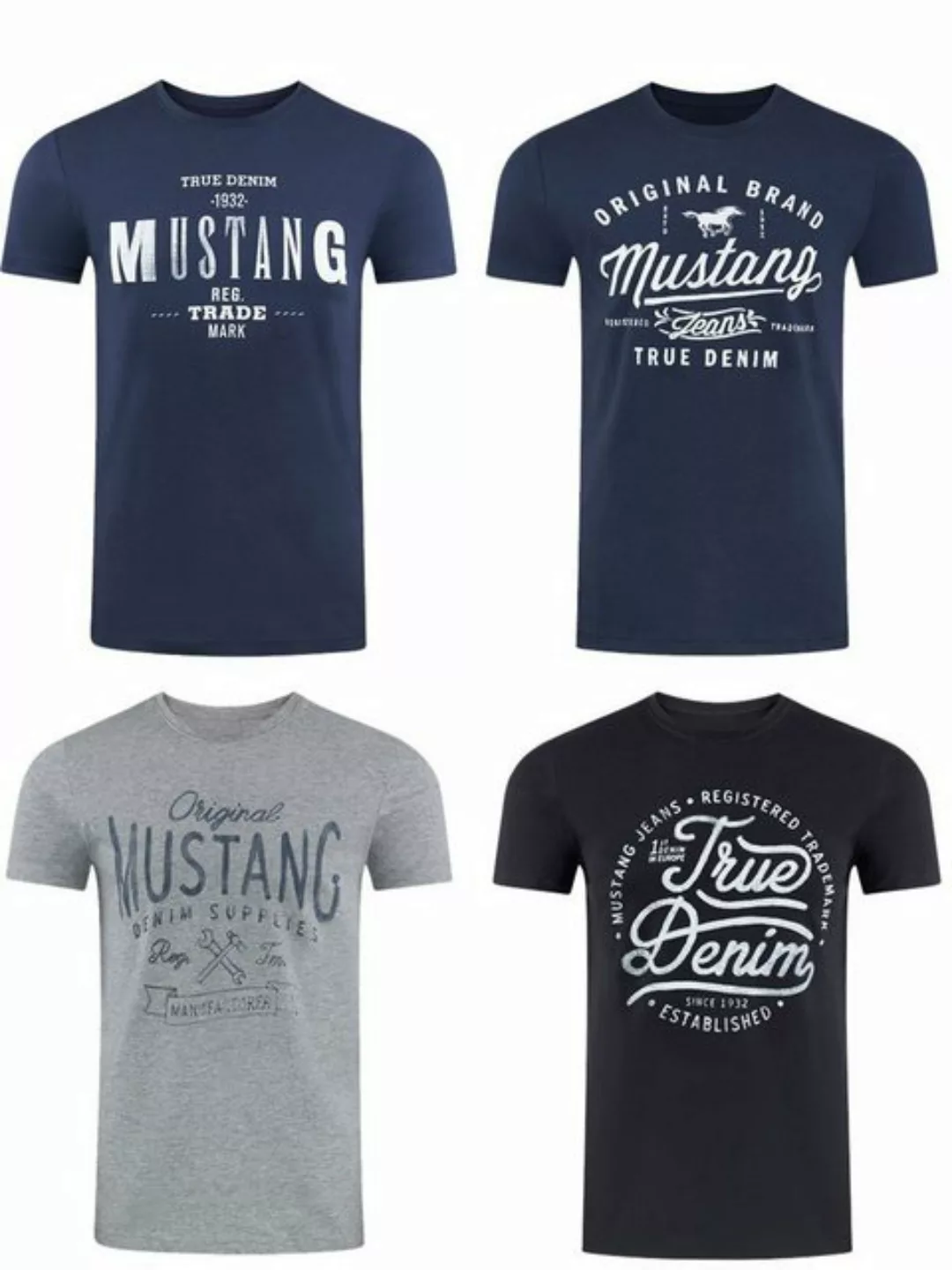 Mustang Herren T-Shirt Mustang Mehrfarbig Rundhals Regular Fit S bis 6XL 4e günstig online kaufen