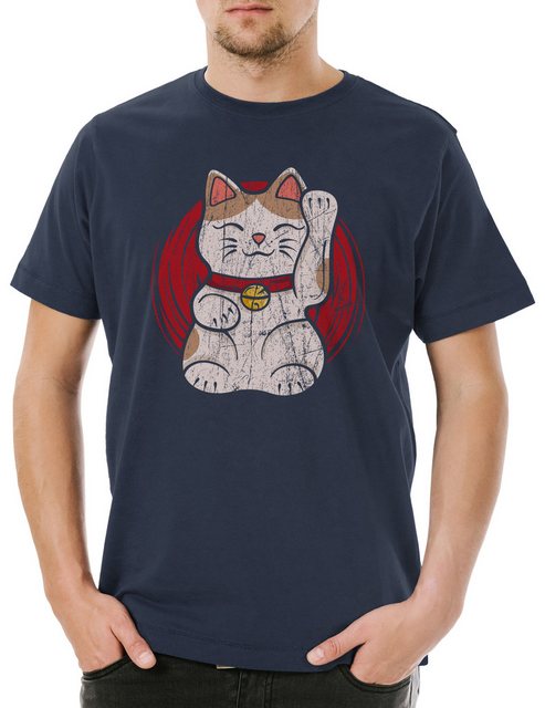 Urban Backwoods Print-Shirt Maneki Neko V Herren T-Shirt Winkekatze Maneki- günstig online kaufen