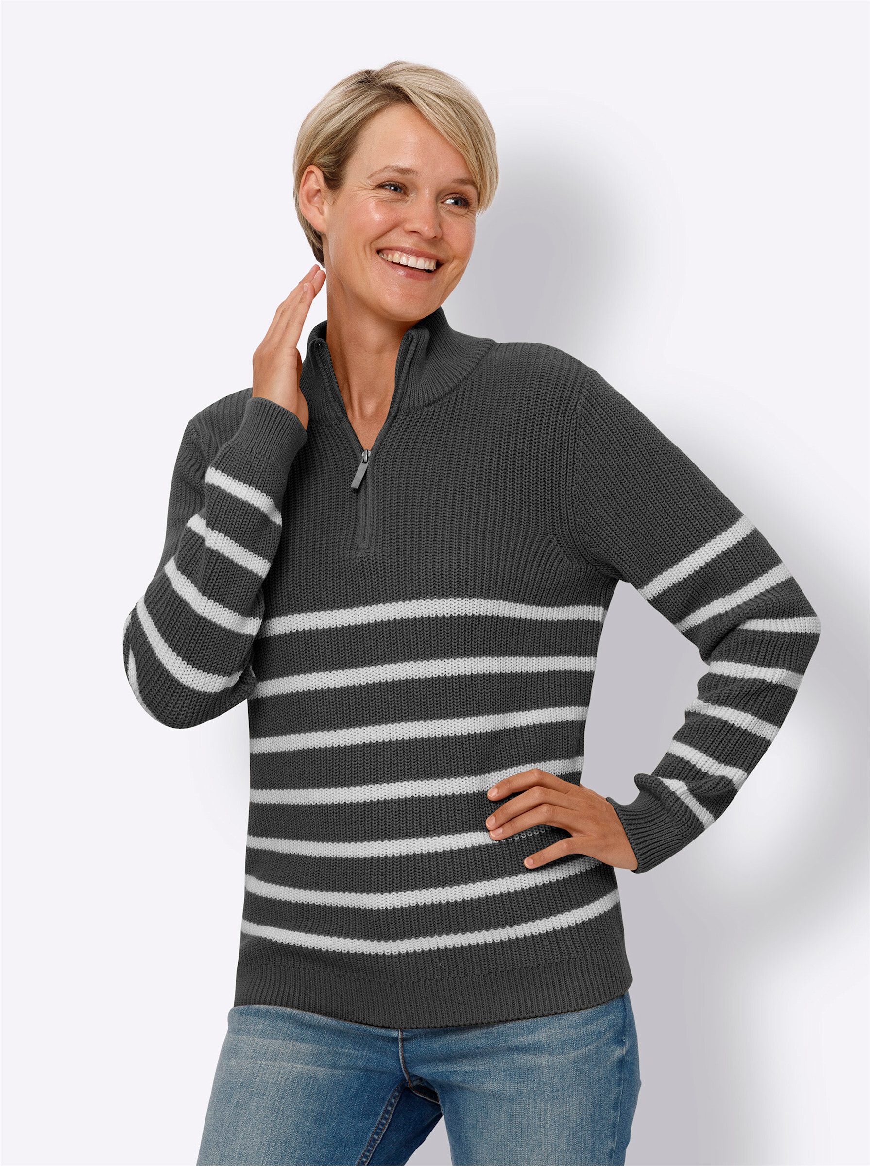Sieh an! Strickpullover Stehkragenpullover günstig online kaufen