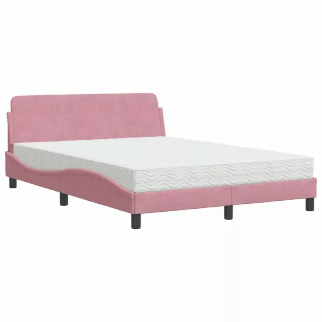 vidaXL Bett Bett mit Matratze Rosa 140x190 cm Samt günstig online kaufen