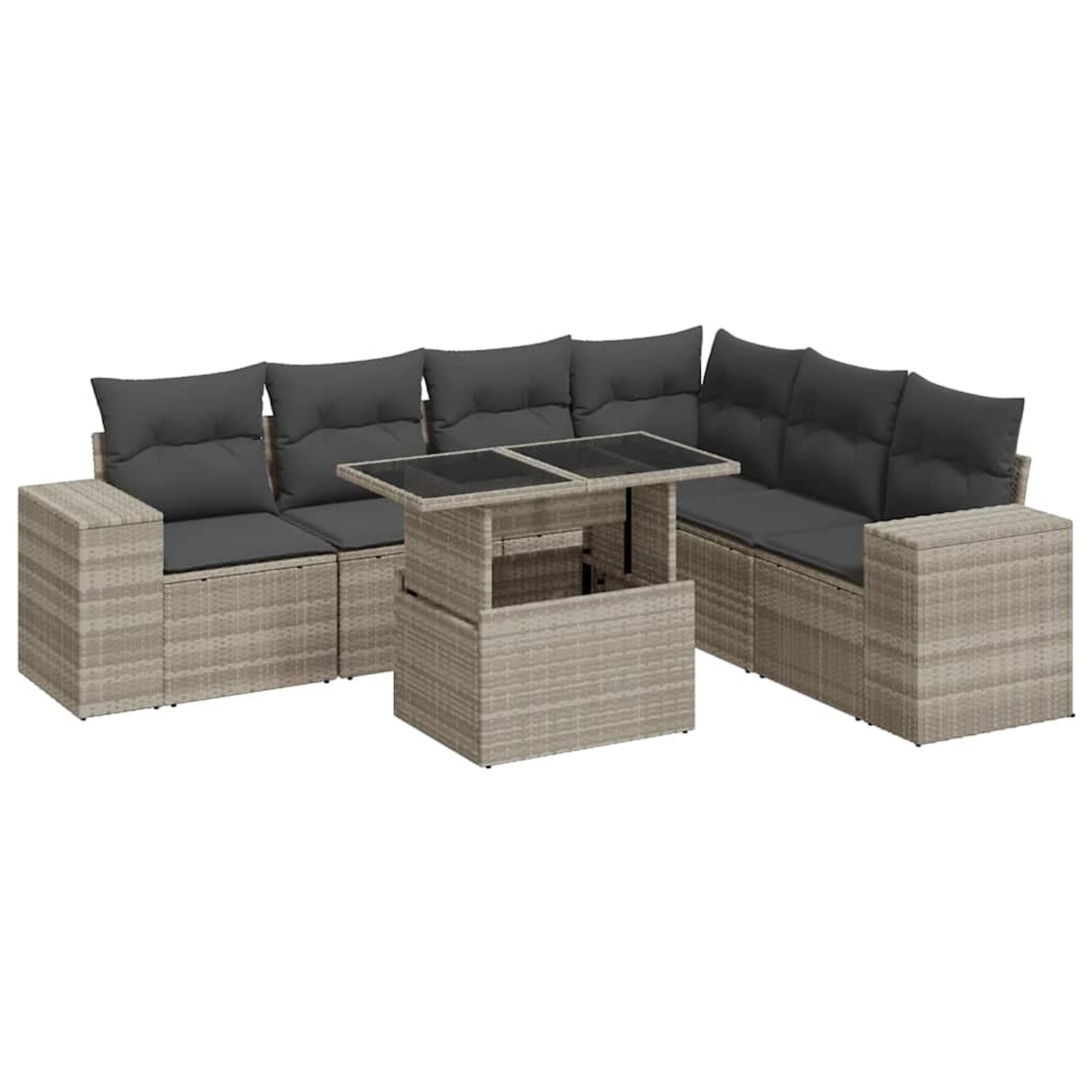vidaXL 7-Tlg Garten-Sofagarnitur mit Kissen Hellgrau Poly Rattan 3326813 günstig online kaufen