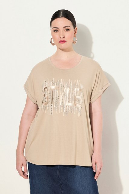 Ulla Popken T-Shirt T-Shirt Ziersteinmotiv Oversized Rundhals Halbarm günstig online kaufen