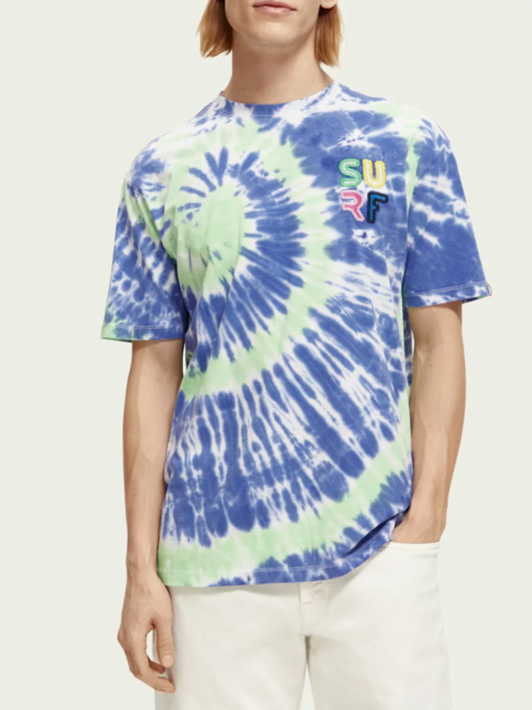 Scotch & Soda T-Shirt mit „Tie-Dye“-Effekt und besticktem Artwork günstig online kaufen
