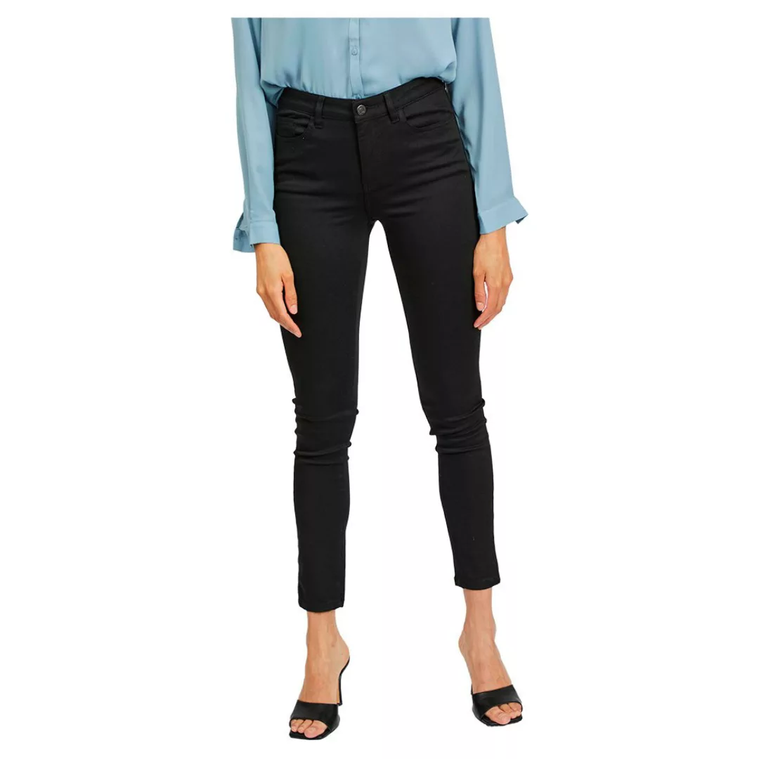 Vila Bleibe Regular Skinny-jeans Mit Taillenumfang XS Black günstig online kaufen