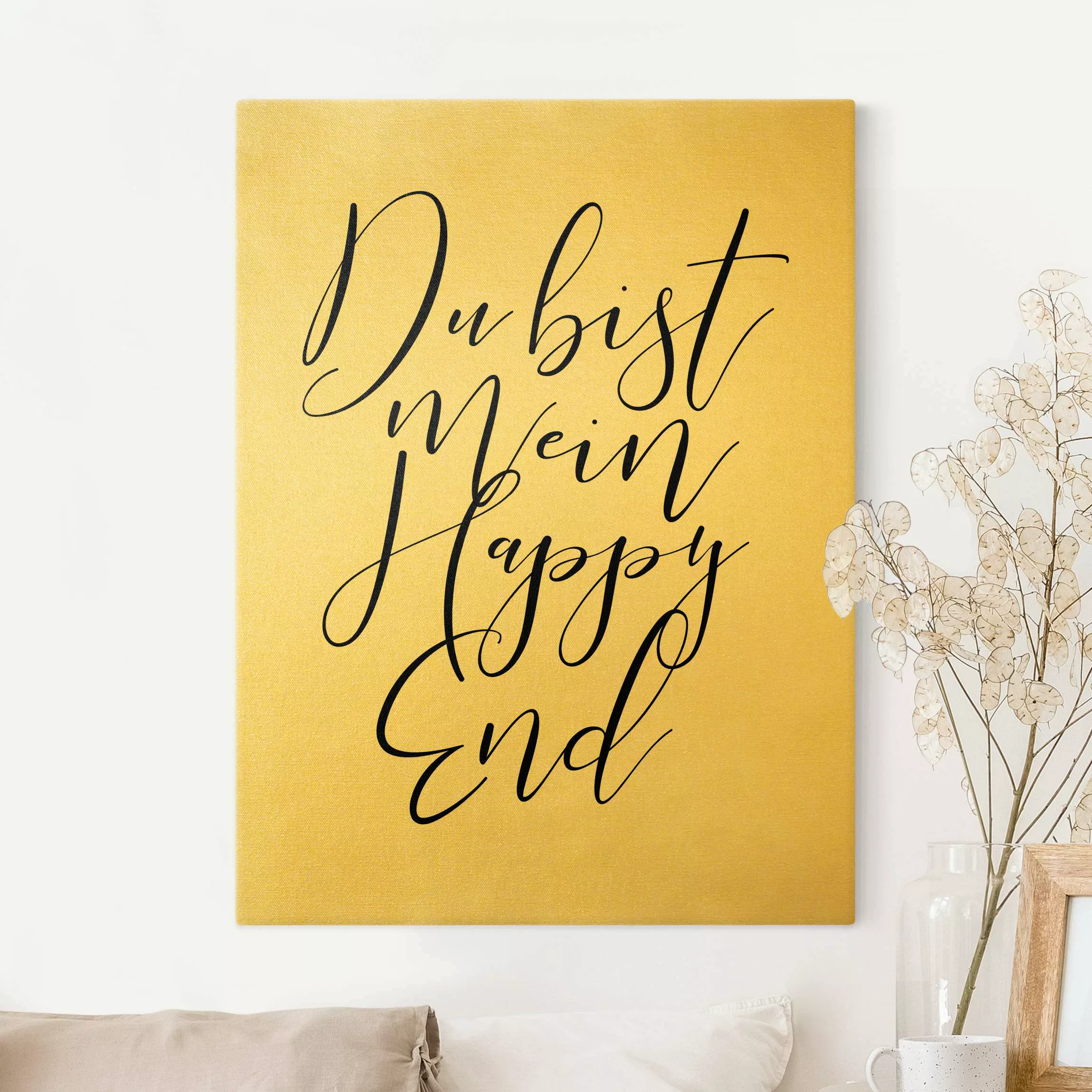 Leinwandbild Gold Du bist mein Happy End günstig online kaufen