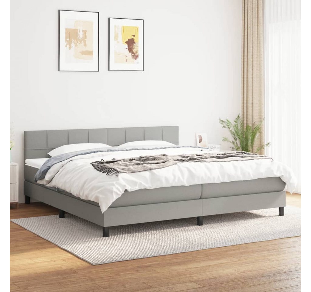 vidaXL Boxspringbett Boxspringbett mit Matratze Hellgrau 180x200 cm Stoff B günstig online kaufen