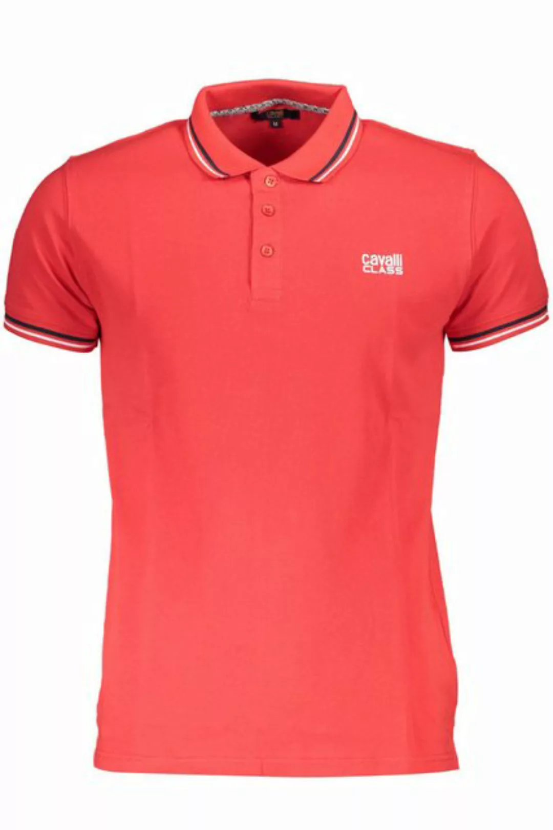 Cavalli Class Poloshirt Herren Kurzarm-Poloshirt Rot mit Kontrastdetails günstig online kaufen