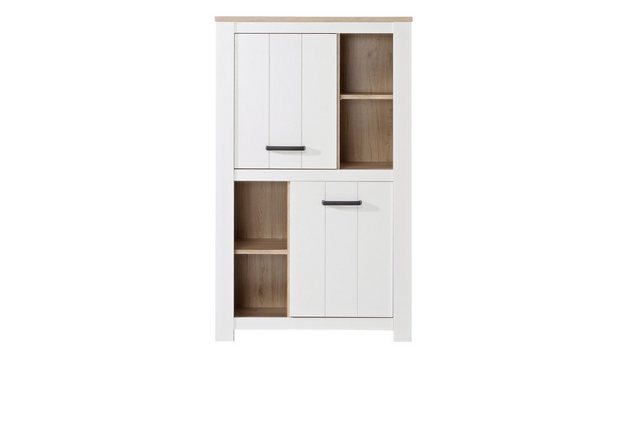 freiraum Hochschrank ELARA in Weiss Matt/ Bianco Eiche - 86,7x147,1x42,2cm günstig online kaufen