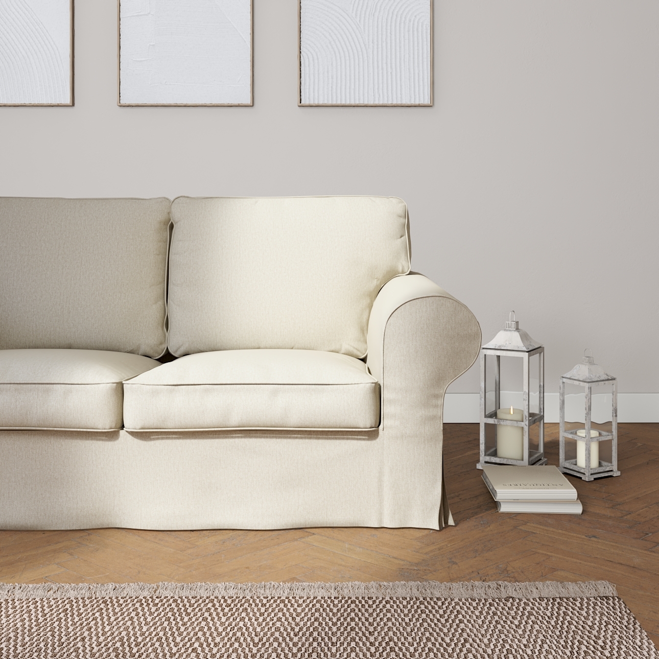 Bezug für Ektorp 2-Sitzer Schlafsofa NEUES Modell, beige-grau, Sofabezug fü günstig online kaufen