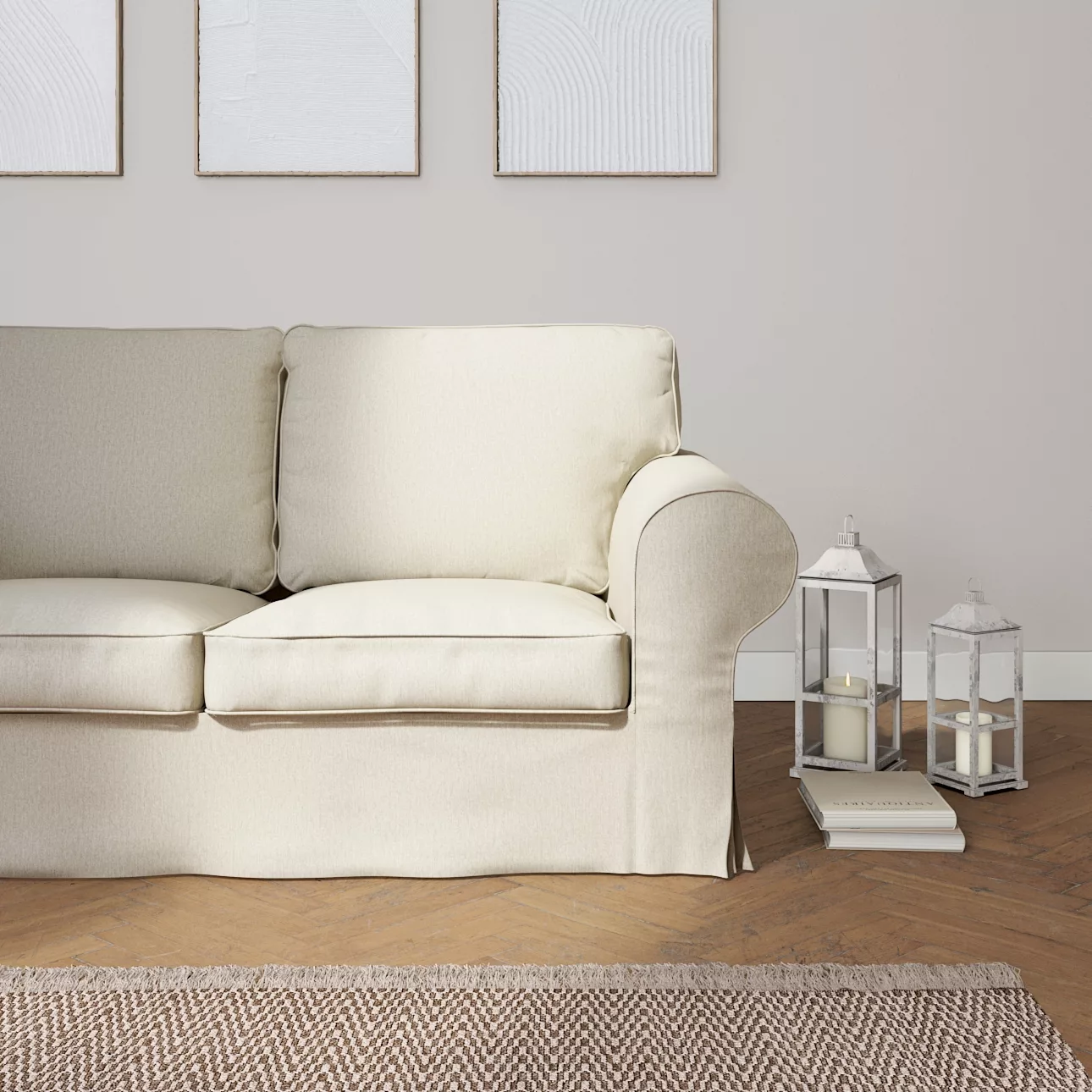 Bezug für Ektorp 2-Sitzer Sofa nicht ausklappbar, beige-grau, Sofabezug für günstig online kaufen