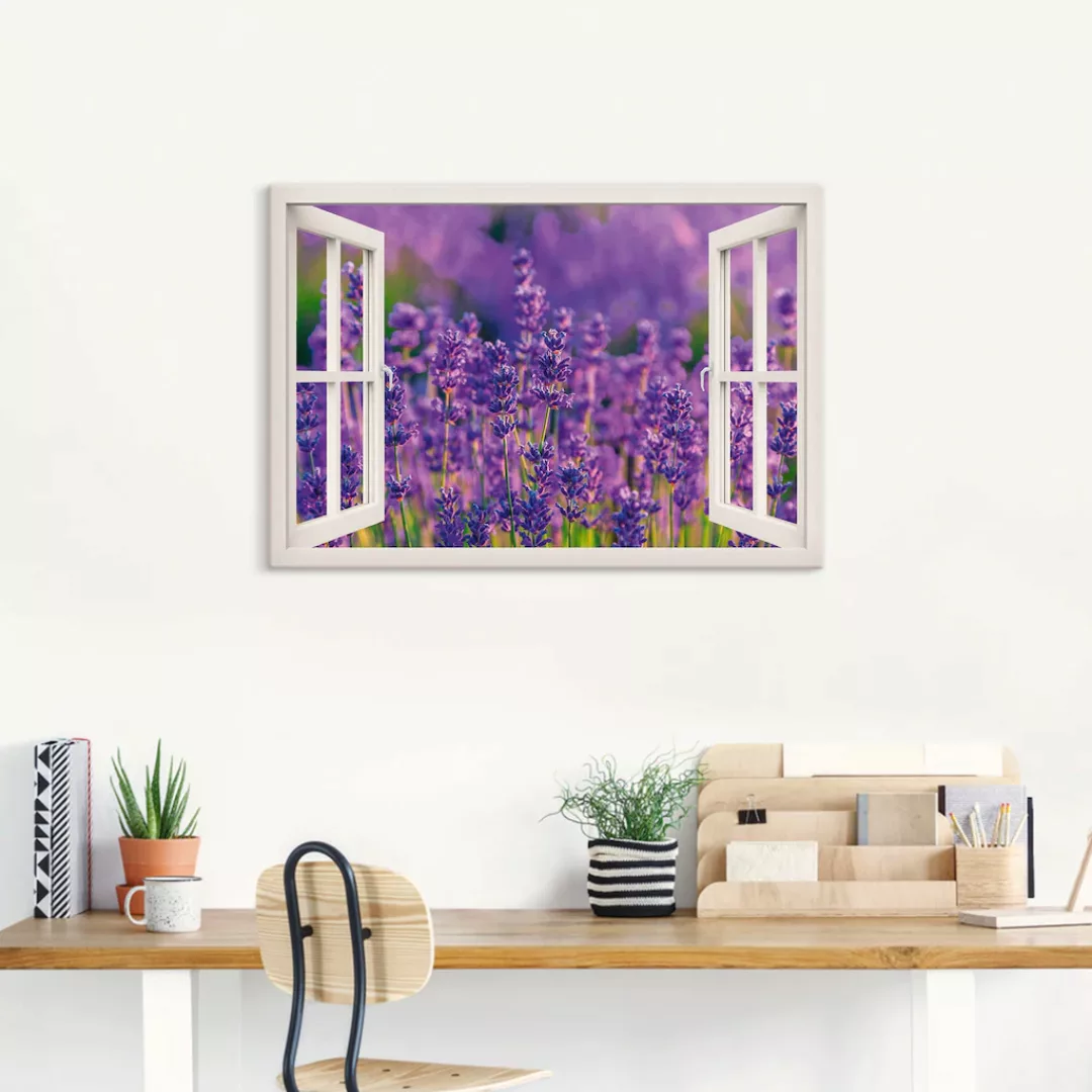 Artland Wandbild »Fensterblick Lavendelfeld in Tihany«, Blumenwiese, (1 St. günstig online kaufen