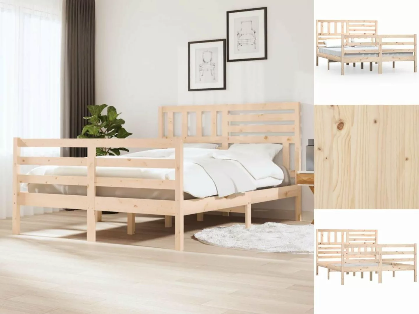 vidaXL Bettgestell Massivholzbett 160x200 cm Doppelbett Bett Bettrahmen Bet günstig online kaufen