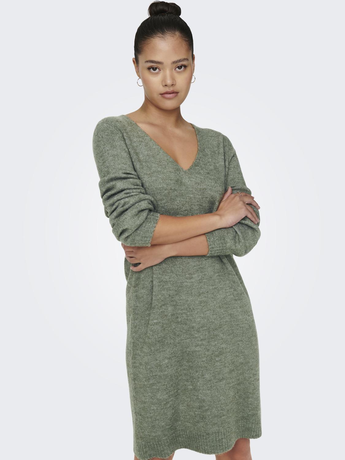 JDY Strickkleid "JDYELANORA L/S V-NECK DRESS KNT NOOS" günstig online kaufen