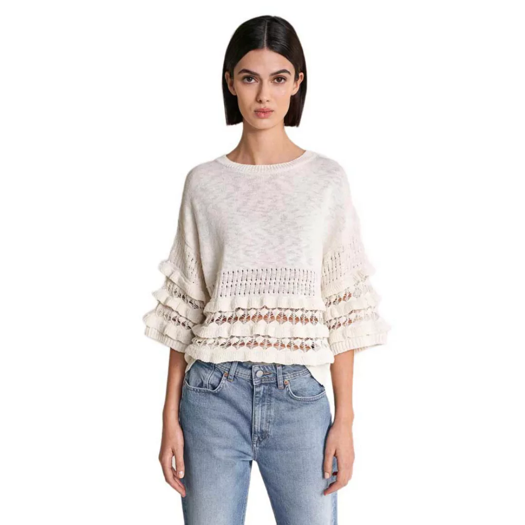 Salsa Jeans Mesh Knit Pullover M Beige günstig online kaufen