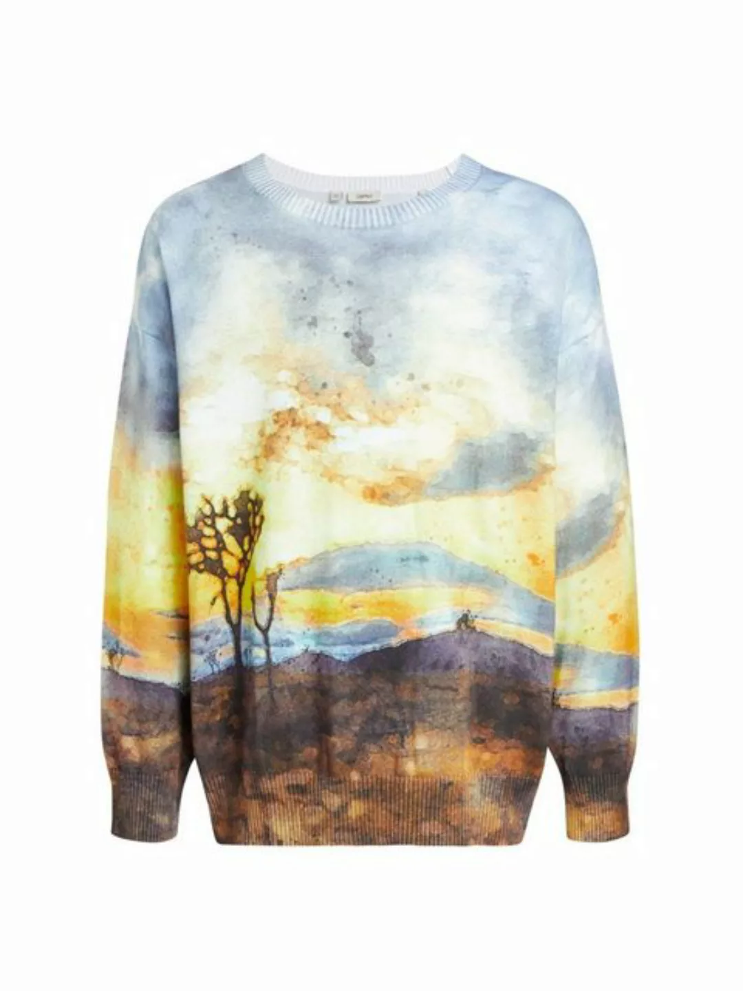 Esprit Rundhalspullover Pullover mit digitalem Allover-Landschafts-Print günstig online kaufen