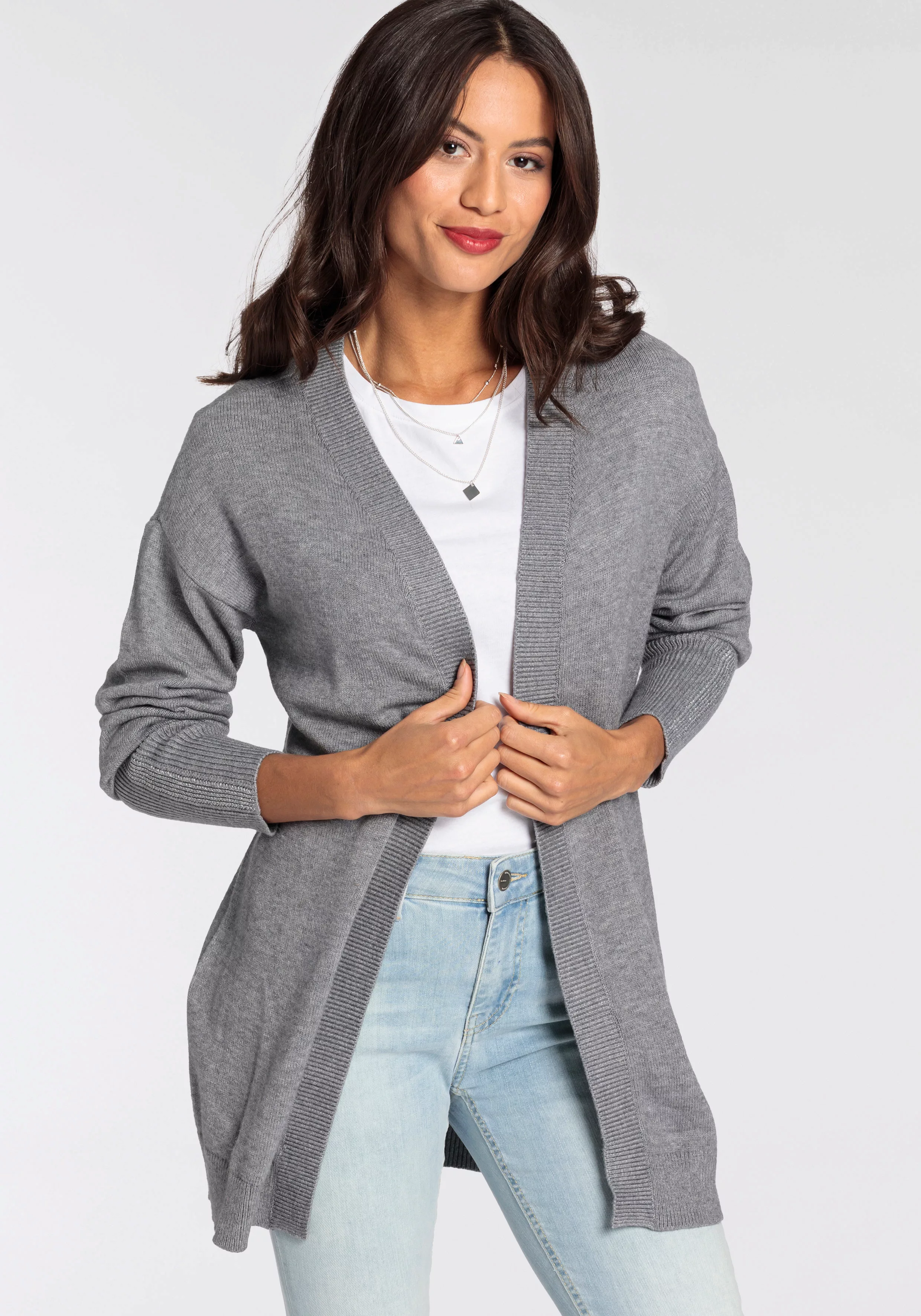 Laura Scott Longstrickjacke mit Glitzer-Details am Ärmelsaum - NEUE KOLLEKT günstig online kaufen