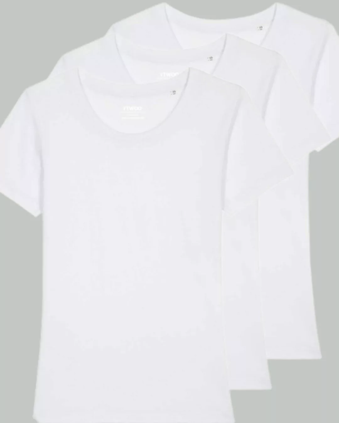 3er Pack Basic T-shirt Damen Weiß, Bio-baumwolle günstig online kaufen