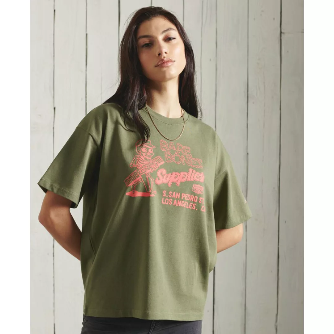 Superdry Workwear Graphic Oversized Kurzarm T-shirt XS Seaweed günstig online kaufen