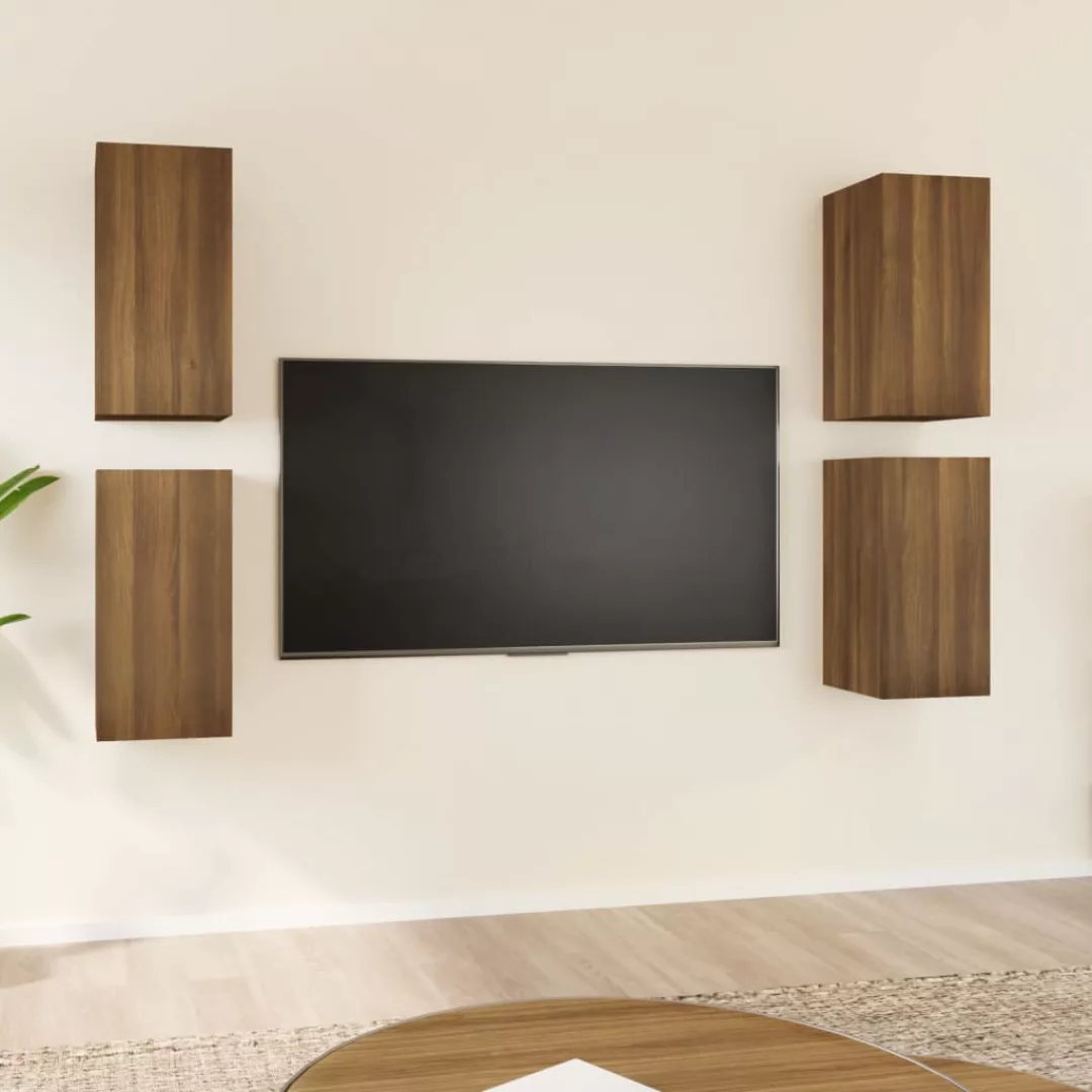 Vidaxl Tv-schränke 4 Stk. Braun Eichen-optik 30,5x30x60 Holzwerkstoff günstig online kaufen