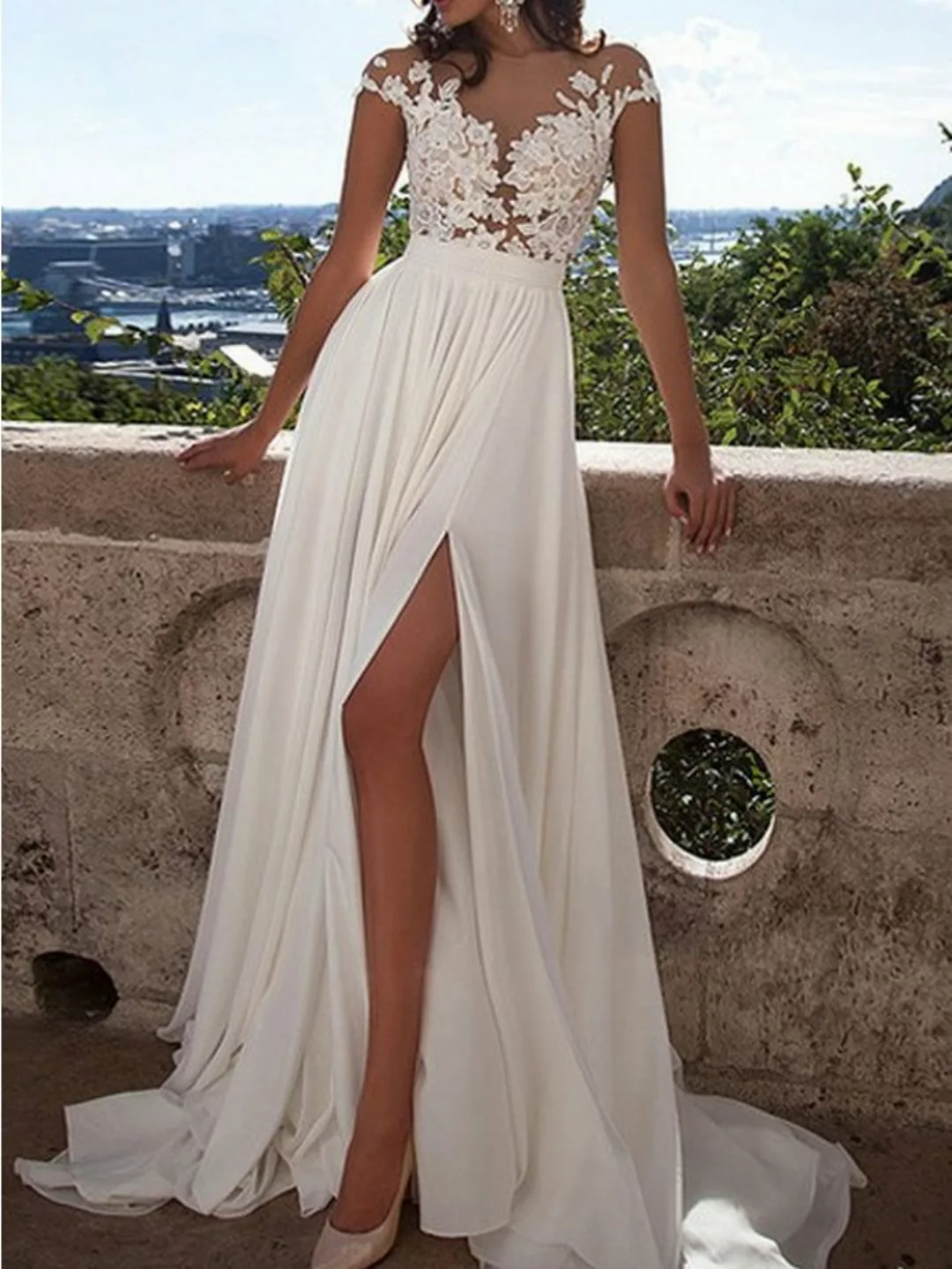 RUZU UG Abendkleid Damen Hochzeitskleid sexy Spitzen Cocktailkleid Brautkle günstig online kaufen