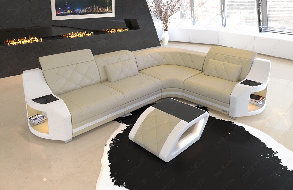 Sofa Dreams Ecksofa Sofa Genua Mini Leder L Form, Designersofa, Ledersofa m günstig online kaufen