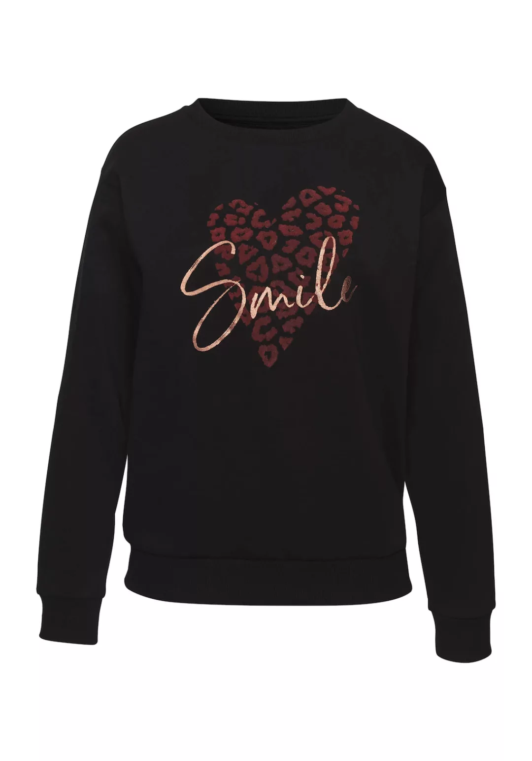 LASCANA Sweatshirt, Loungehirt mit Herz-Leo-Druck, Loungewear günstig online kaufen