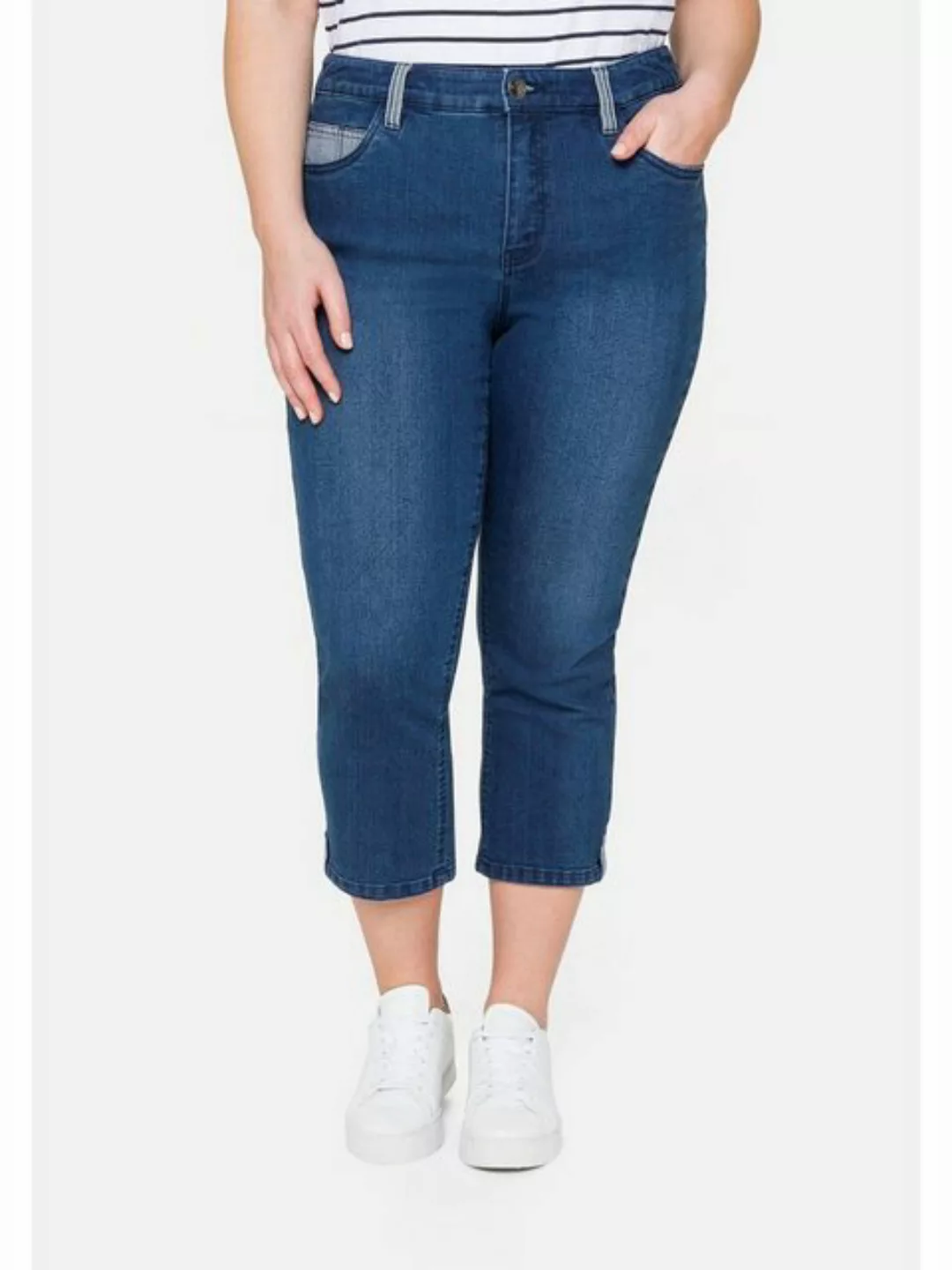 Sheego Stretch-Jeans Große Größen «Die Schmale», in 7/8-Länge, mit Kontrast günstig online kaufen
