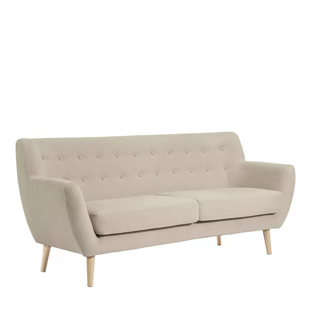 Sofa Dreisitzer Sofa mit Vierfußgestell aus Holz in Beige günstig online kaufen