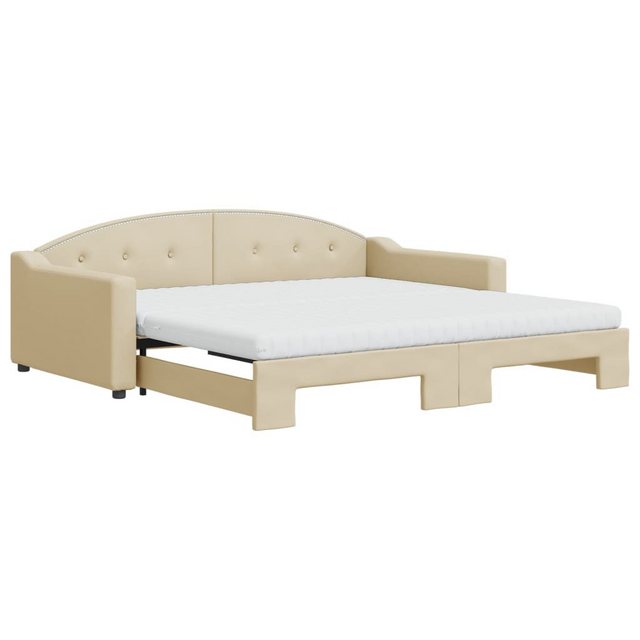 vidaXL Bett Tagesbett Ausziehbar mit Matratzen Creme 100x200 cm Stoff günstig online kaufen