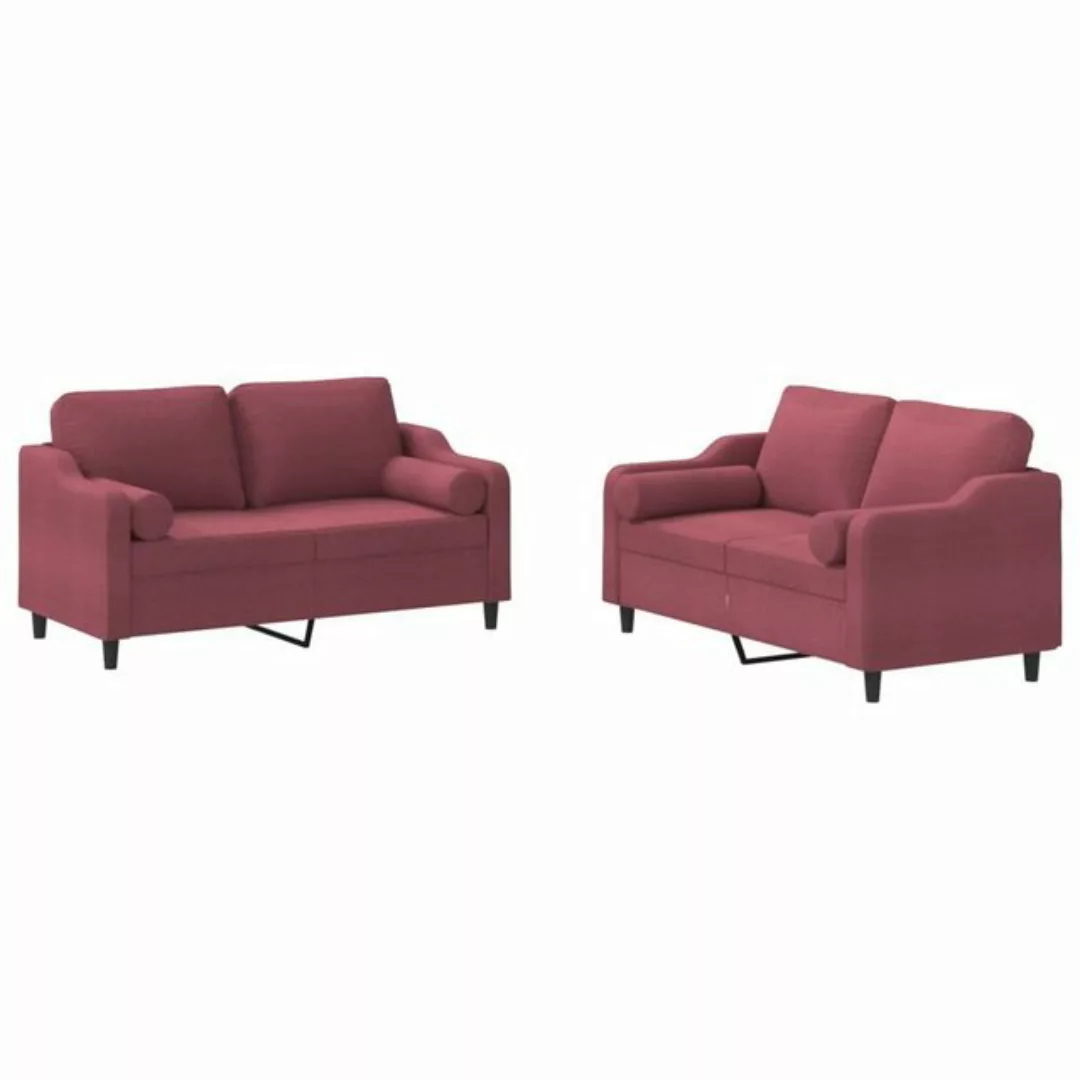 vidaXL Sofa 2-tlg. Sofagarnitur mit Kissen Weinrot Stoff günstig online kaufen