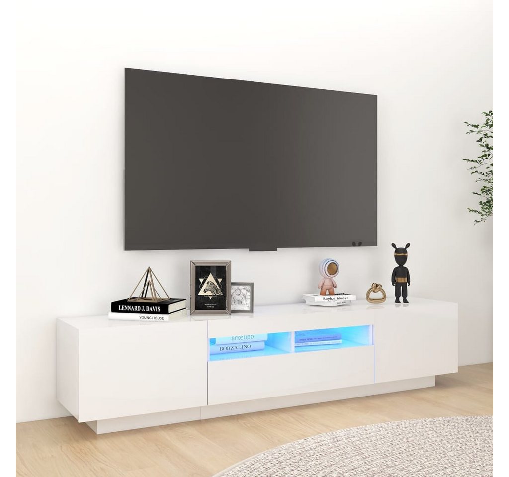 vidaXL TV-Schrank TV-Schrank mit LED Leuchten Hochglanz-Weiß 180x35x40 cm L günstig online kaufen