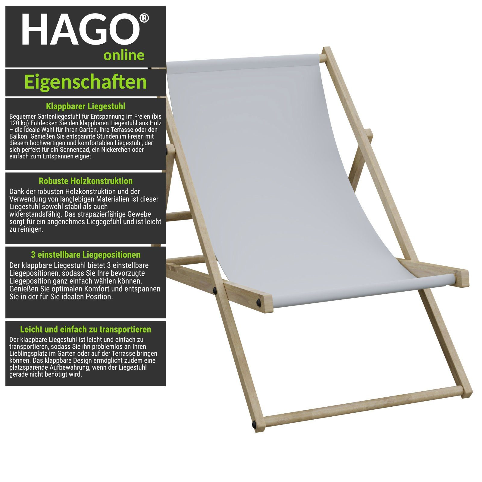 HAGO Gartenliege 2er Set Liegestuhl Doppelpack günstig online kaufen