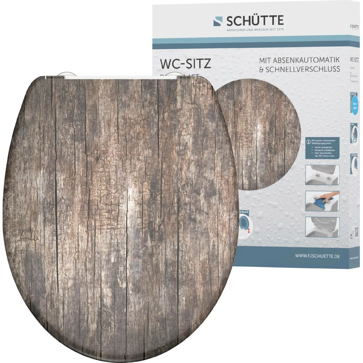 Schütte WC-Sitz Old Wood Duroplast mit Absenkautomatik & Schnellverschluss günstig online kaufen