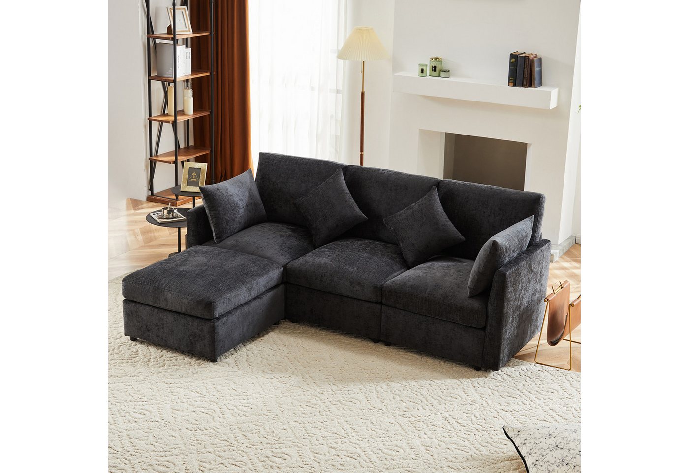 REDOM Sofa Modernes L-förmiges Ecksofa,mit Fußhocker – 4-Sitzer, Modernes C günstig online kaufen